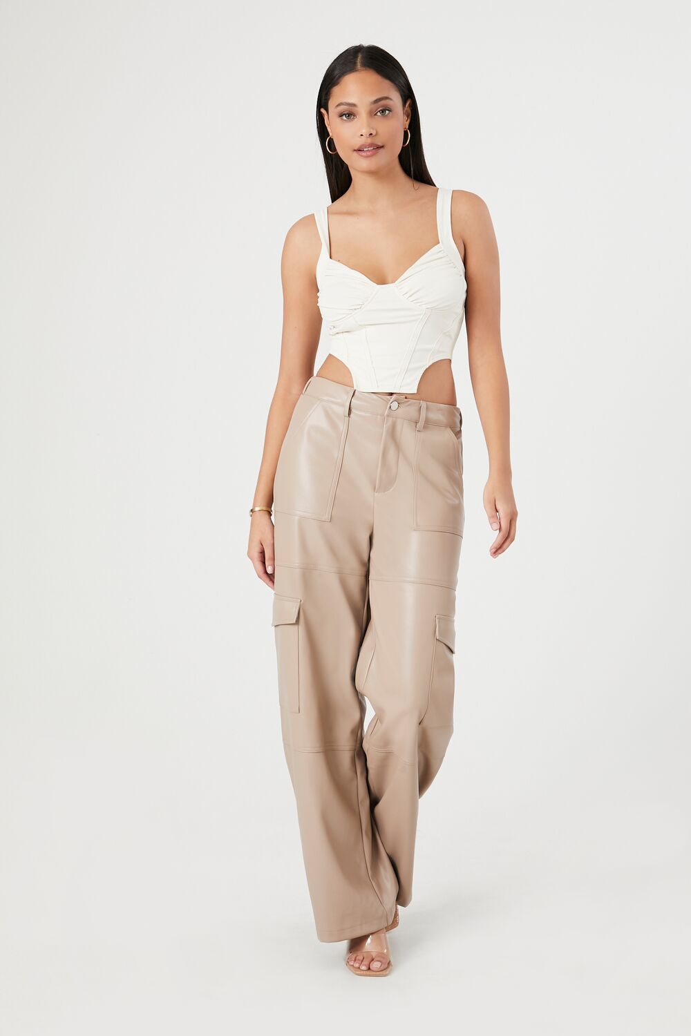 Faux Leather Cargo Pants