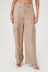 Faux Leather Cargo Pants