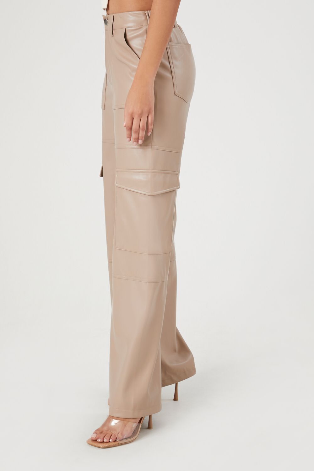 Faux Leather Cargo Pants