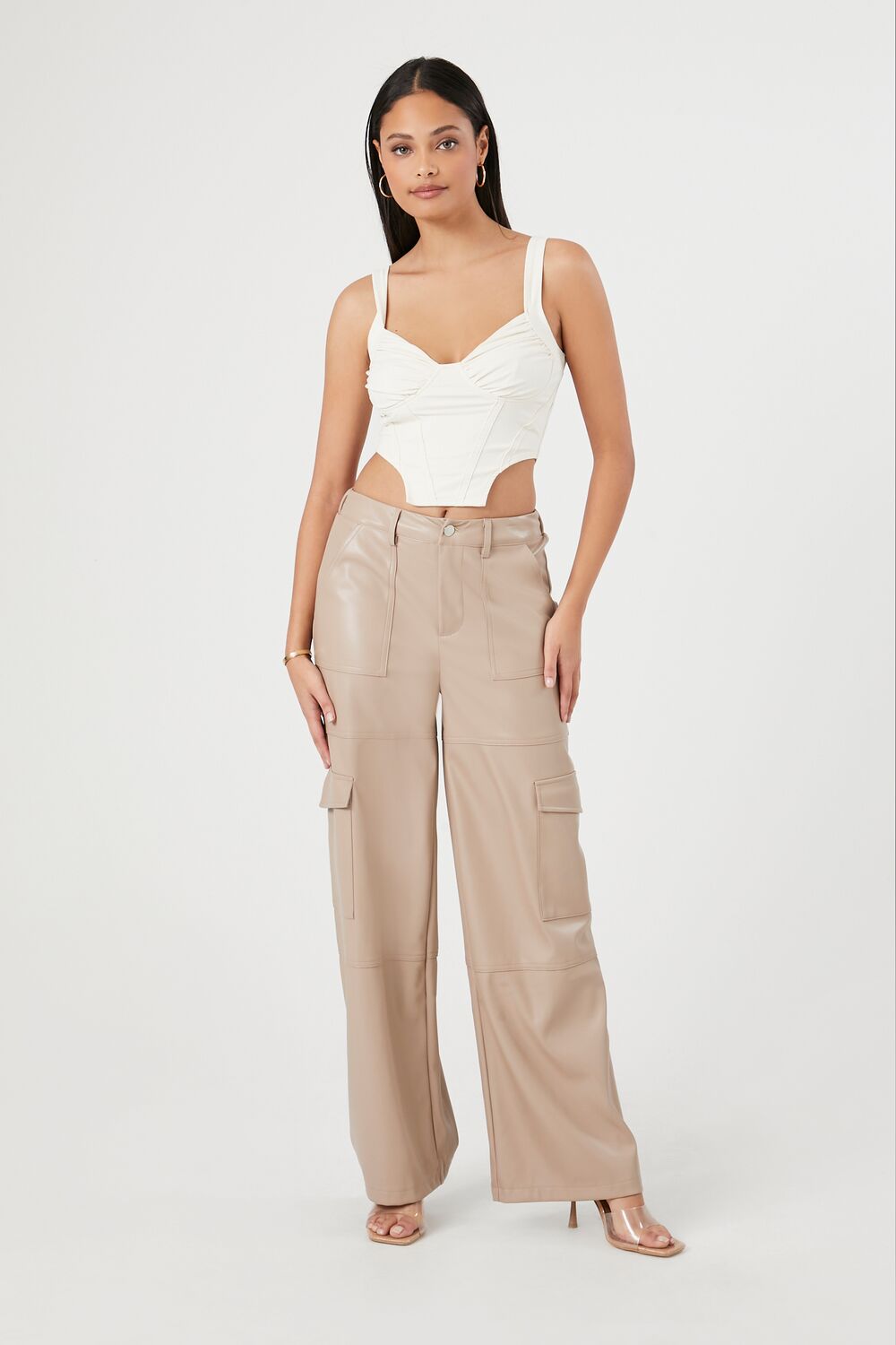 Faux Leather Cargo Pants