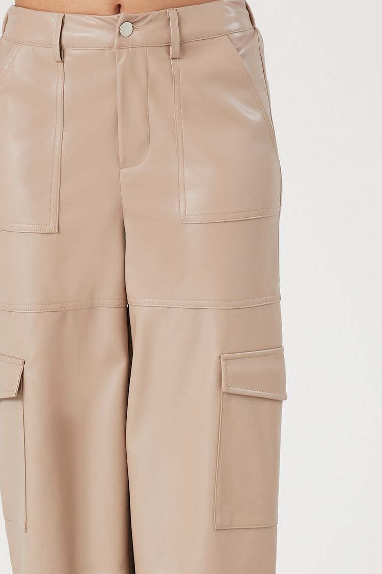 Faux Leather Cargo Pants