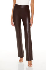 Faux Leather High-Rise Bootcut Pants