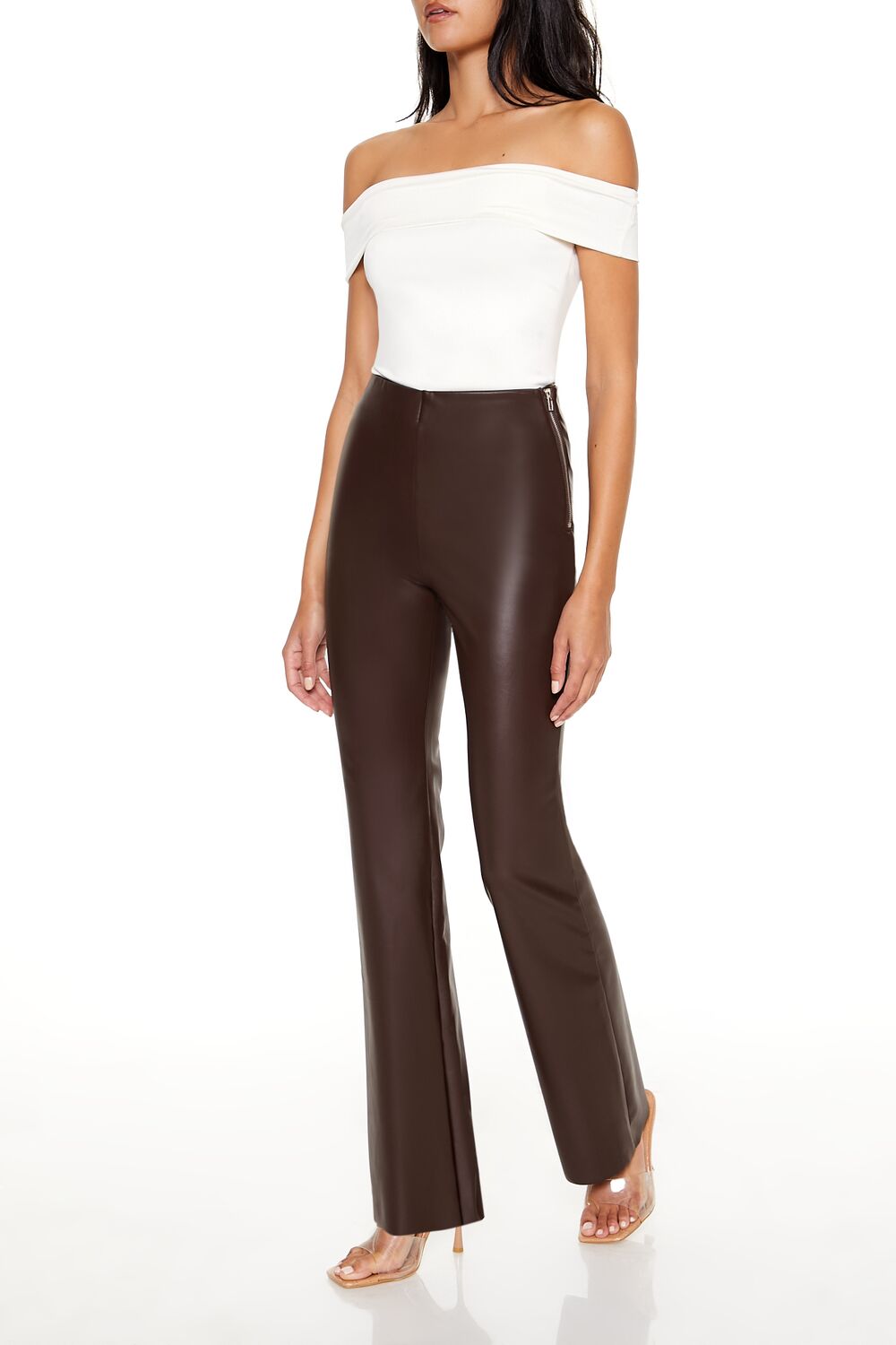 Faux Leather High-Rise Bootcut Pants