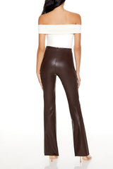 Faux Leather High-Rise Bootcut Pants