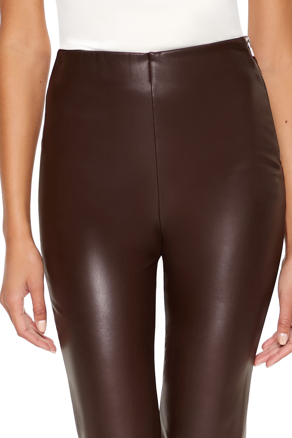 Faux Leather High-Rise Bootcut Pants