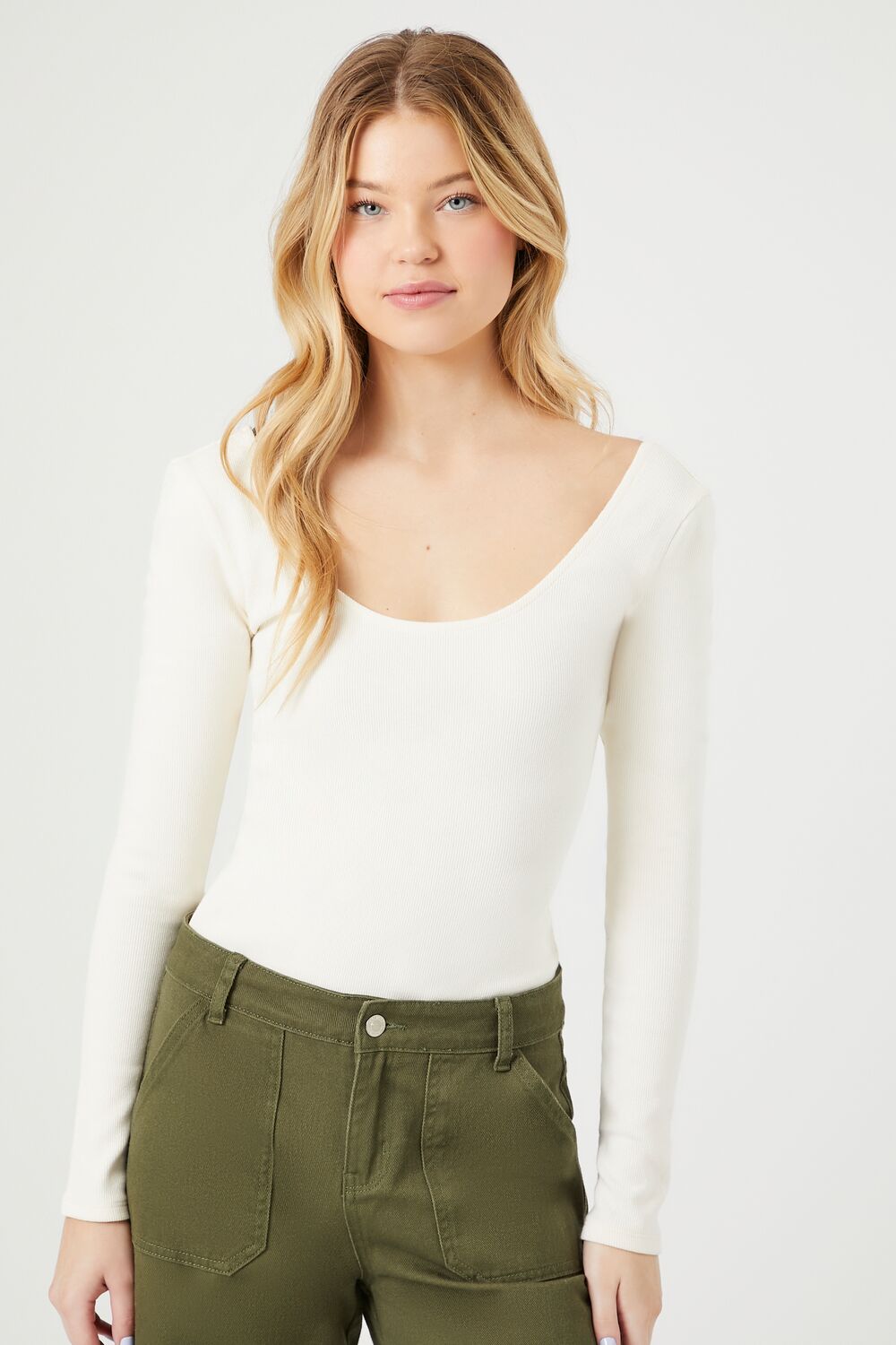 Cotton-Blend Scoop Bodysuit