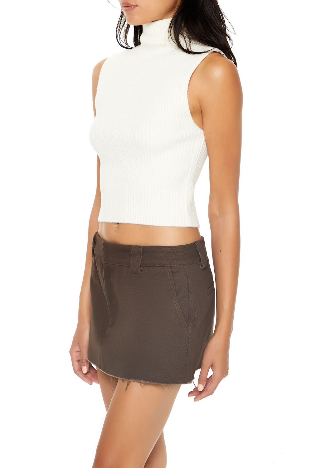Sweater-Knit Turtleneck Crop Top