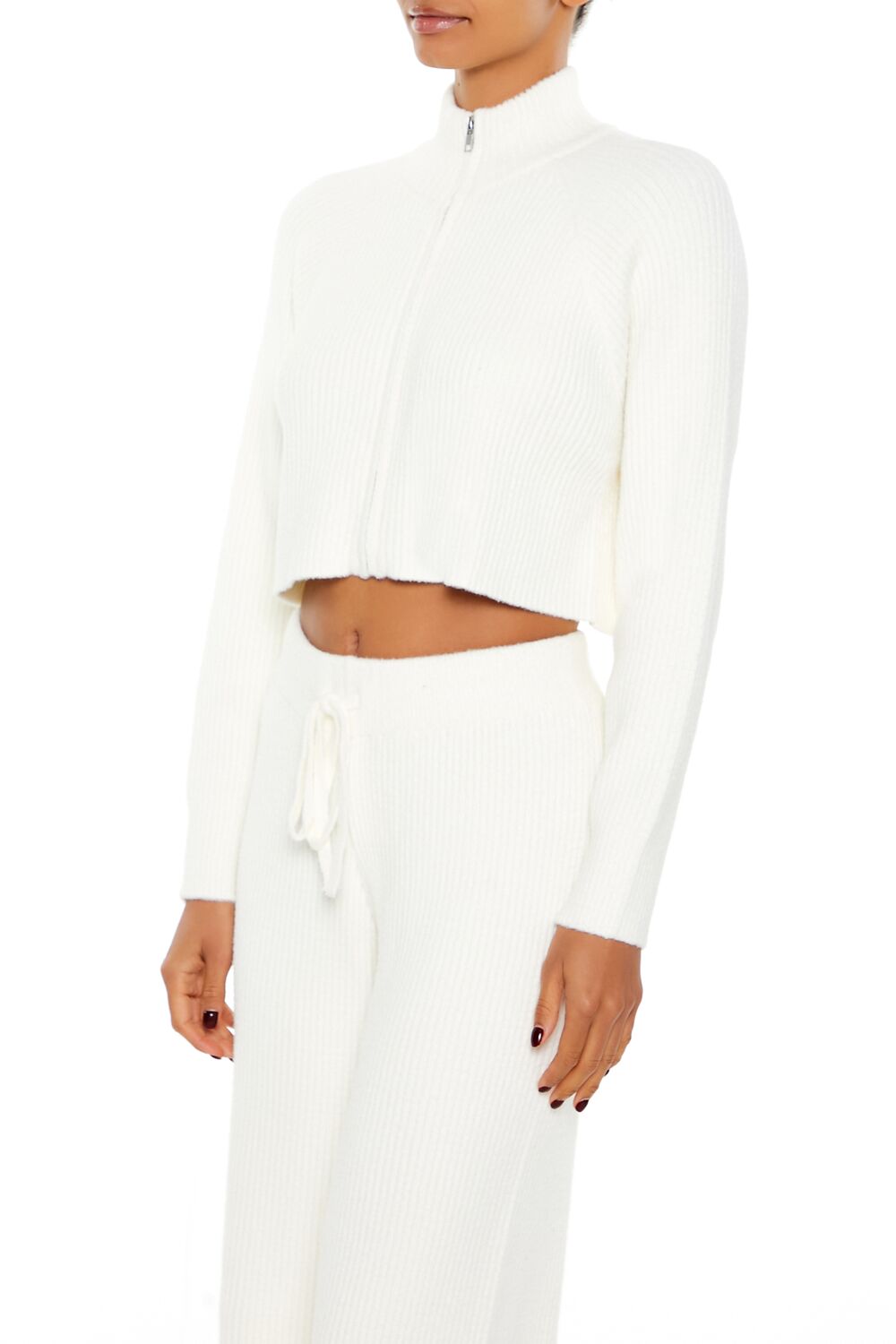 Ribbed Knit Zip-Up Sweater