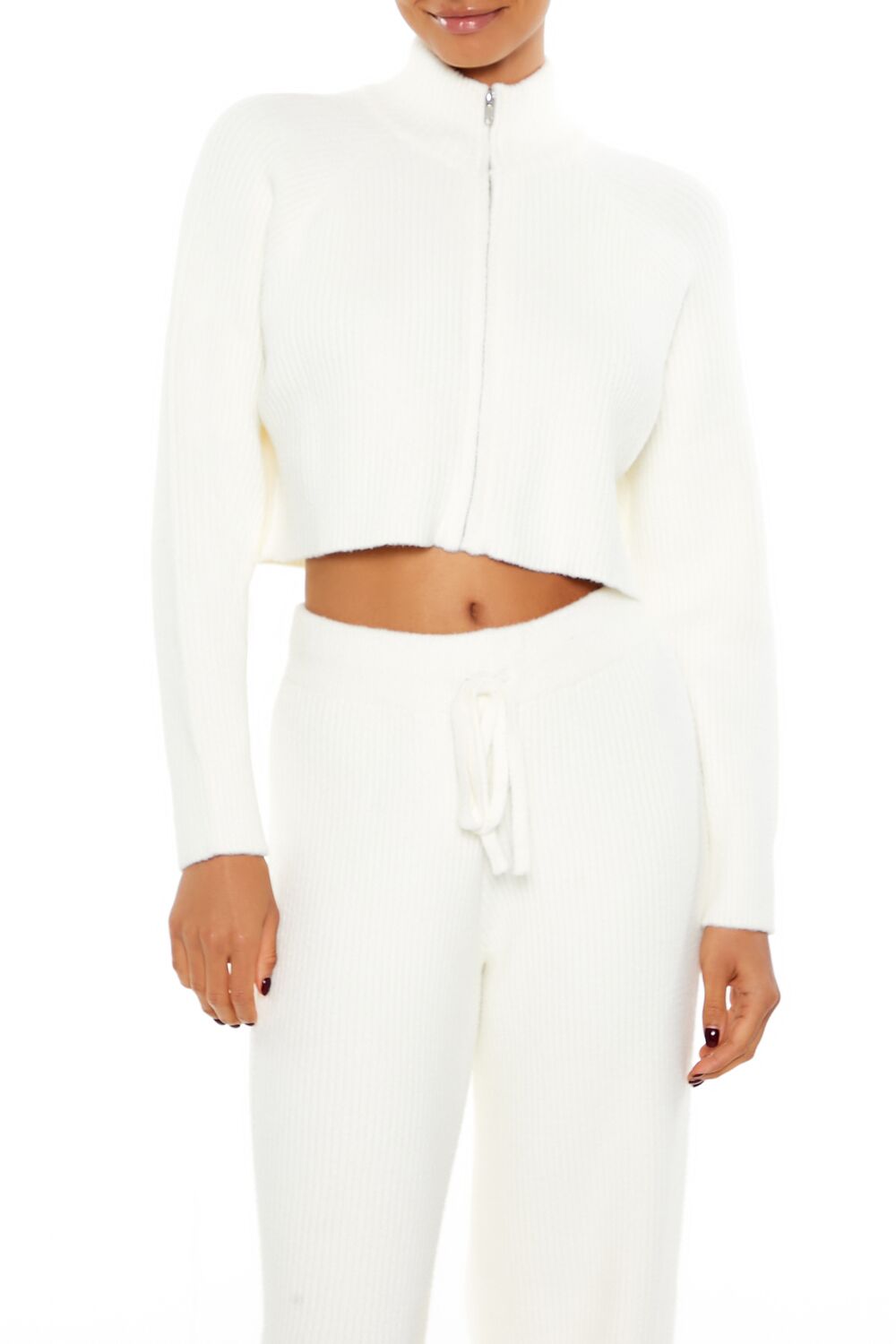 Ribbed Knit Zip-Up Sweater