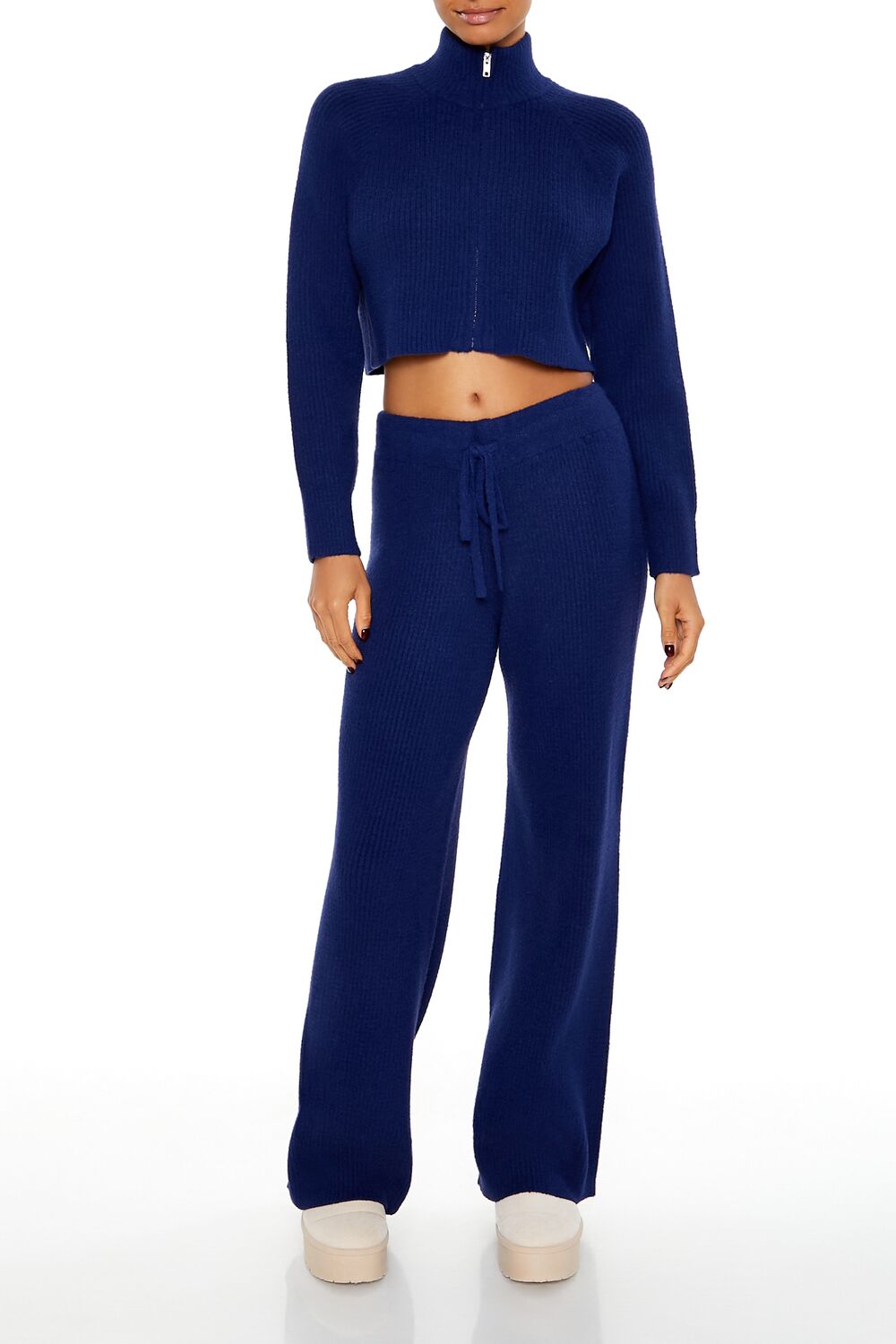 Ribbed Knit Zip-Up Sweater