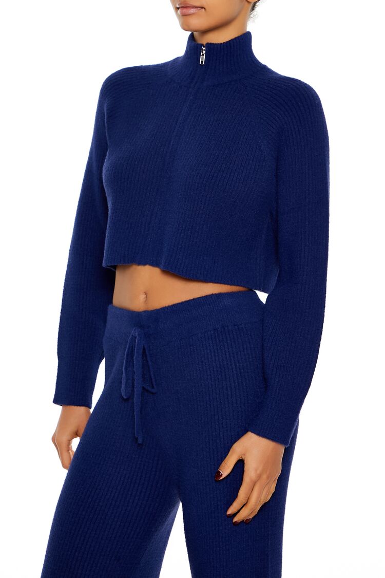 Ribbed Knit Zip-Up Sweater