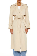 Tie-Front Notched Trench Coat