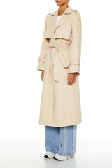 Tie-Front Notched Trench Coat