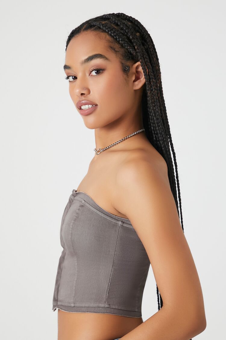 Cropped Zip-Up Tube Top