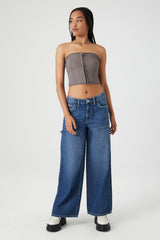 Cropped Zip-Up Tube Top