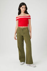 Sweater-Knit Off-the-Shoulder Top