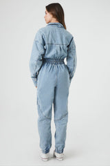 Denim Funnel-Neck Jumpsuit