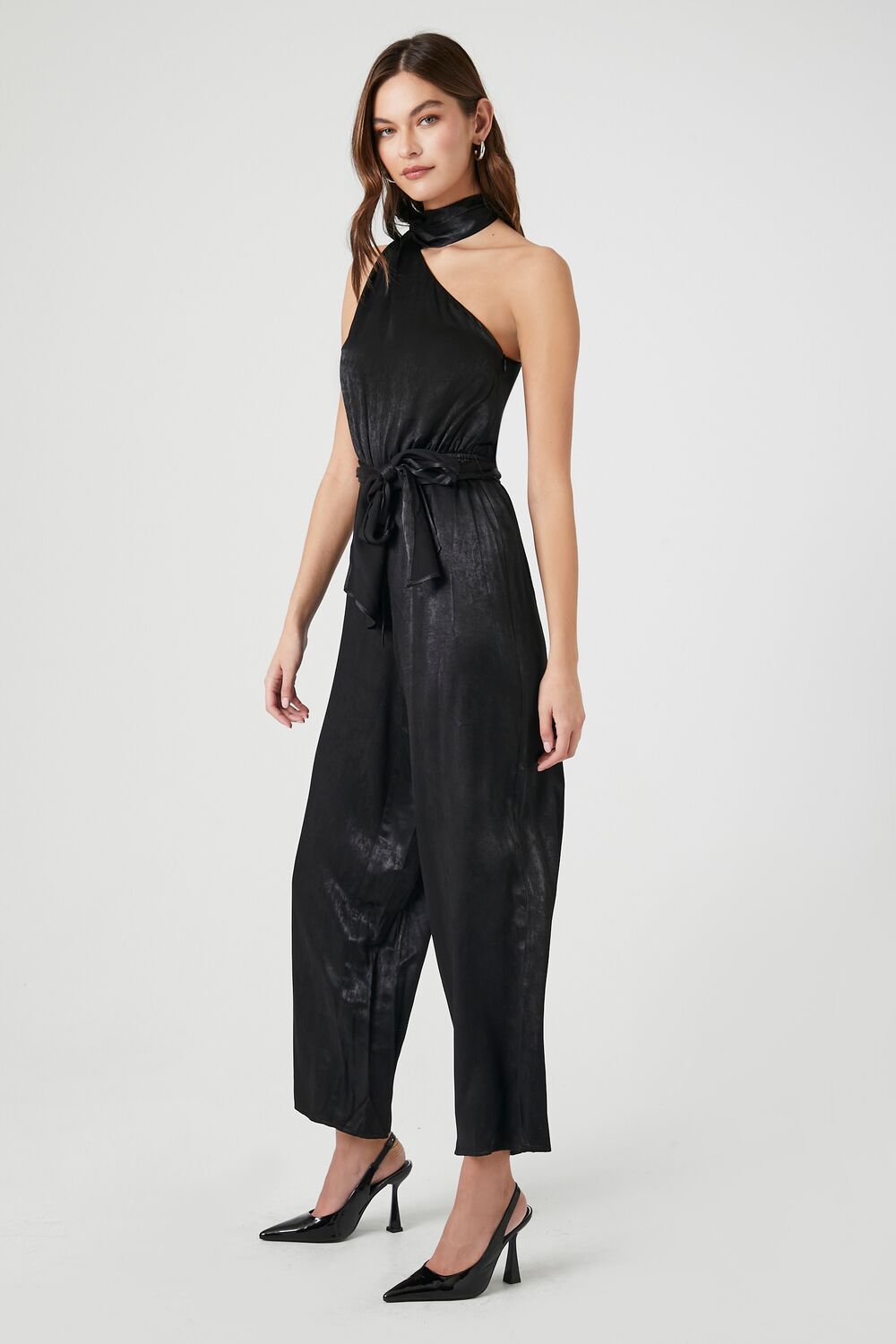Satin One-Shoulder Jumpsuit
