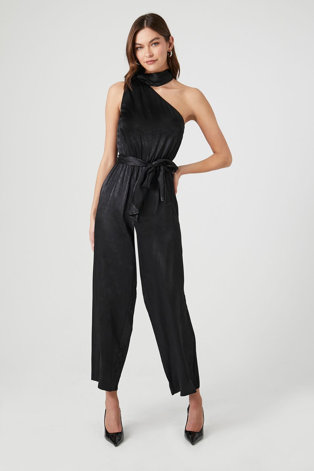 Satin One-Shoulder Jumpsuit