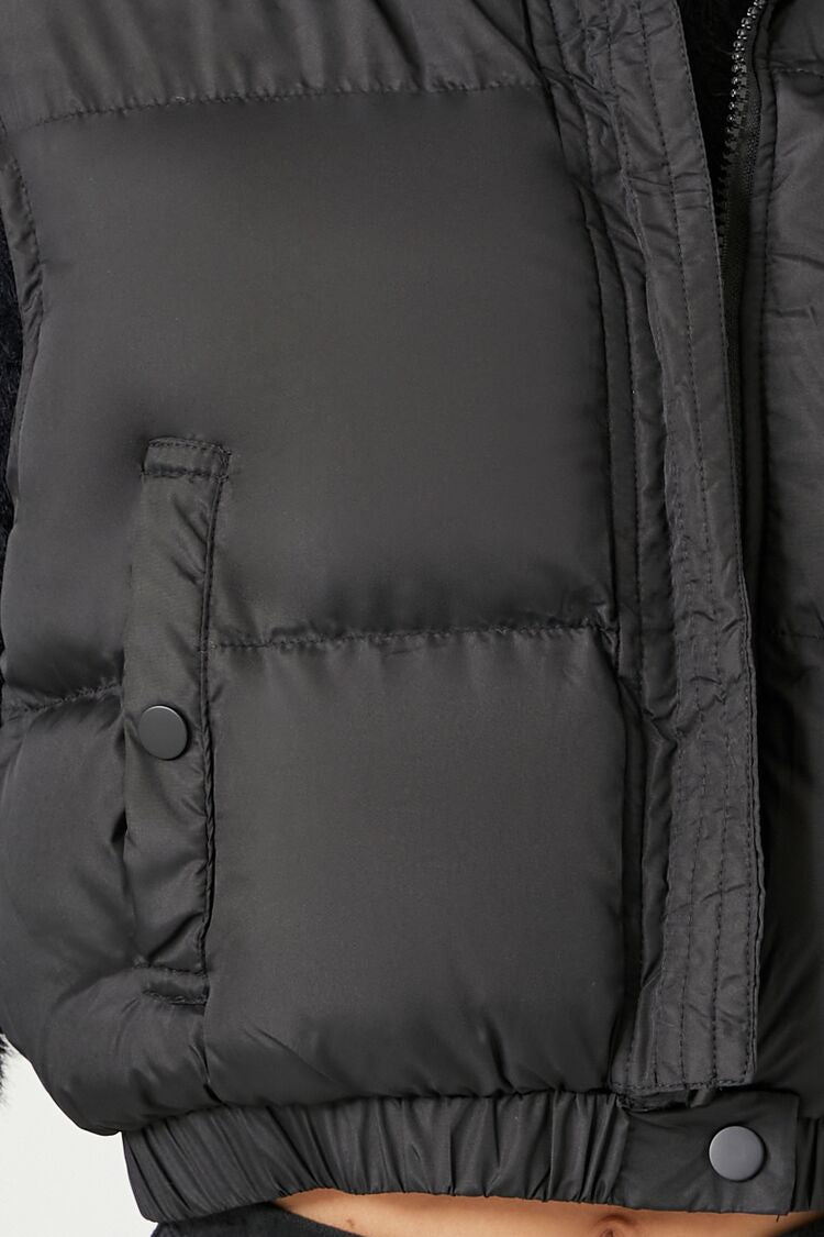 Cropped Hooded Puffer Vest