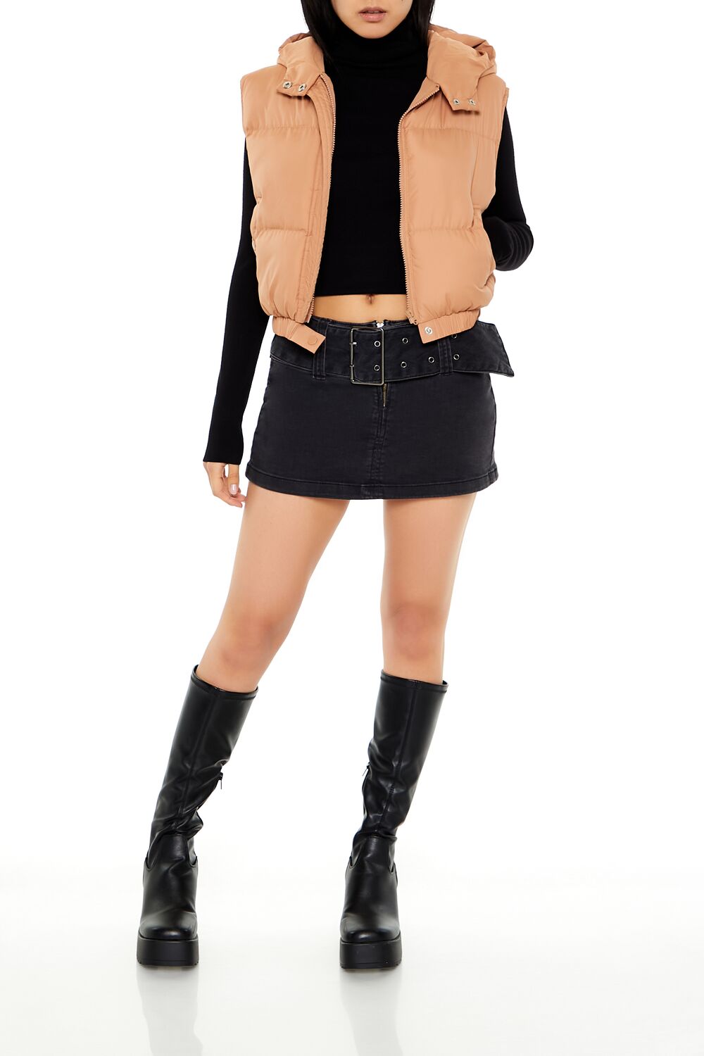 Cropped Hooded Puffer Vest
