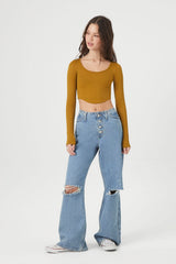 Seamless Curved-Hem Crop Top