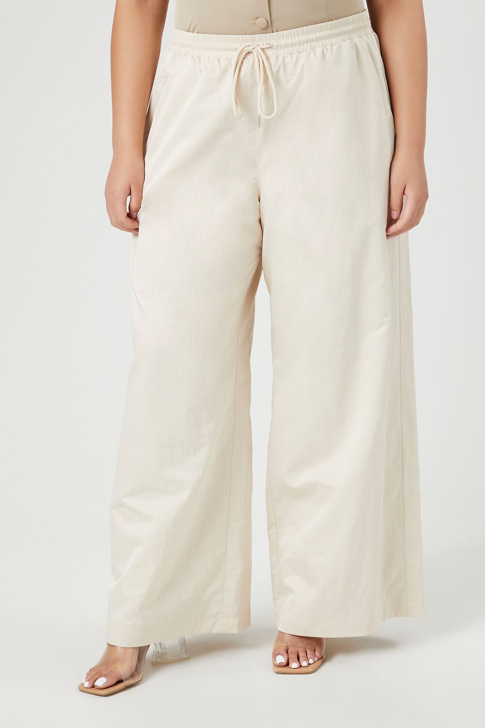 Plus Size Twill Wide-Leg Pants
