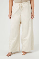 Plus Size Twill Wide-Leg Pants