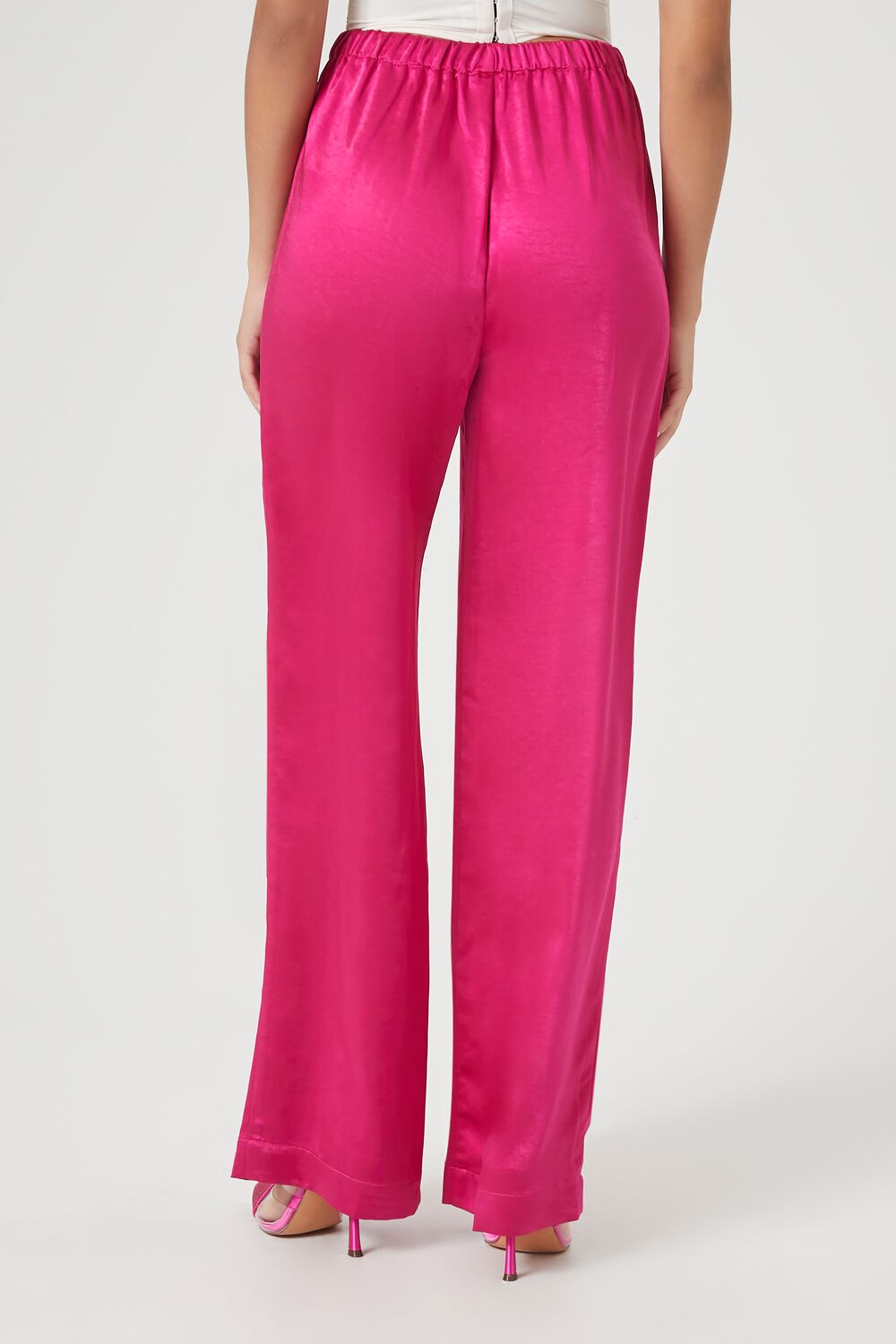 Satin Drawstring Wide-Leg Pants