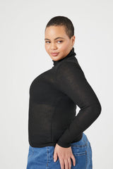 Plus Size Ribbed Knit Turtleneck Top