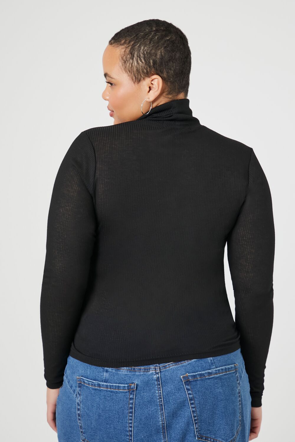 Plus Size Ribbed Knit Turtleneck Top