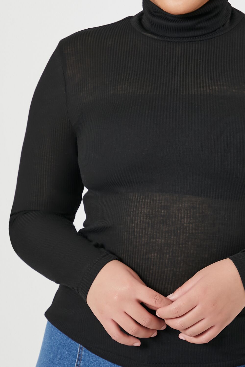 Plus Size Ribbed Knit Turtleneck Top
