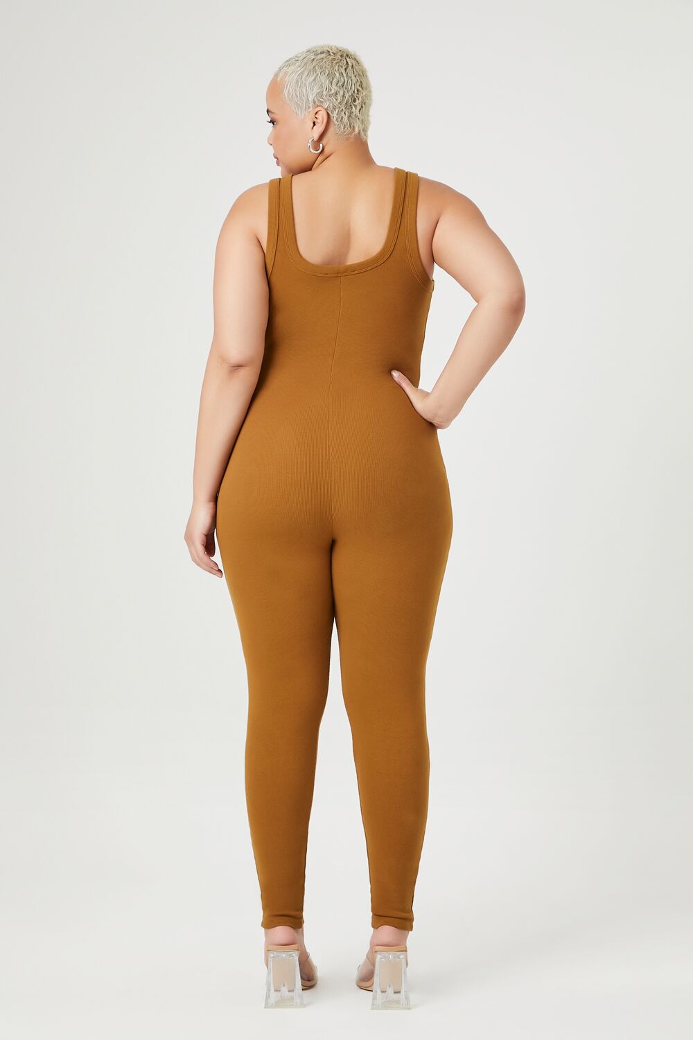 Plus Size Ribbed Knit Tank Jumpsuit