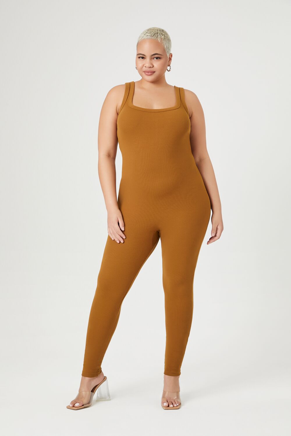 Plus Size Ribbed Knit Tank Jumpsuit