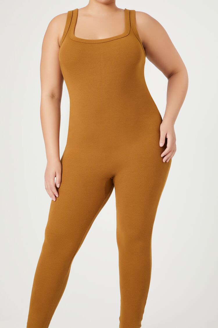 Plus Size Ribbed Knit Tank Jumpsuit