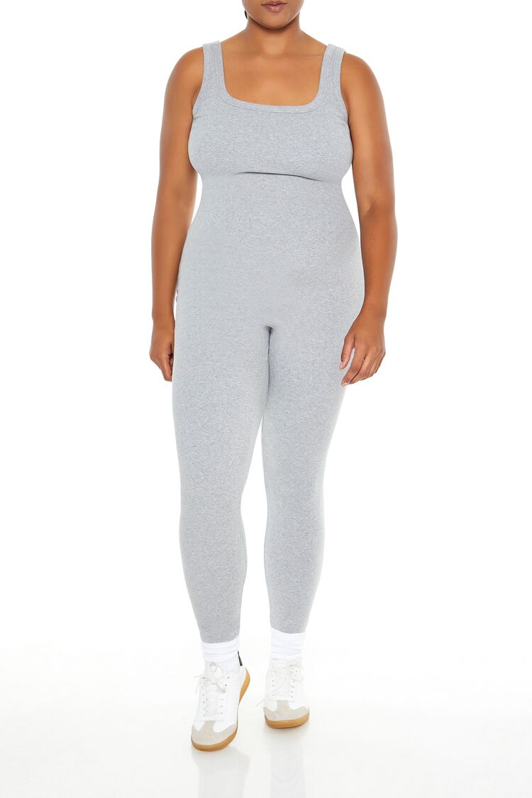 Plus Size Ribbed Knit Tank Jumpsuit