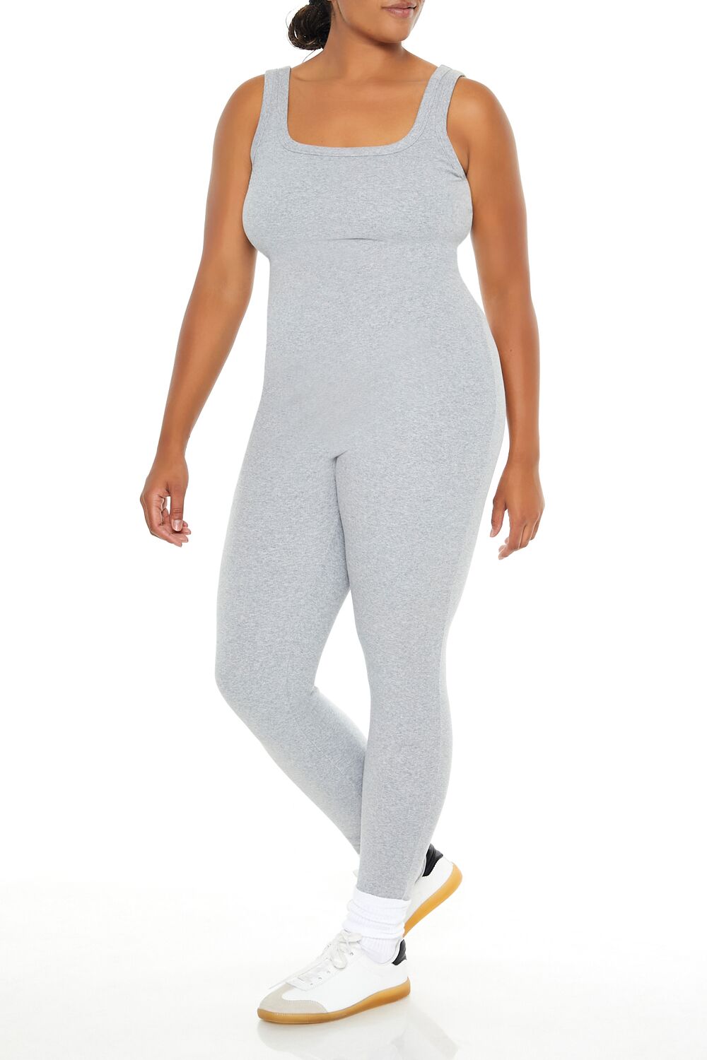 Plus Size Ribbed Knit Tank Jumpsuit