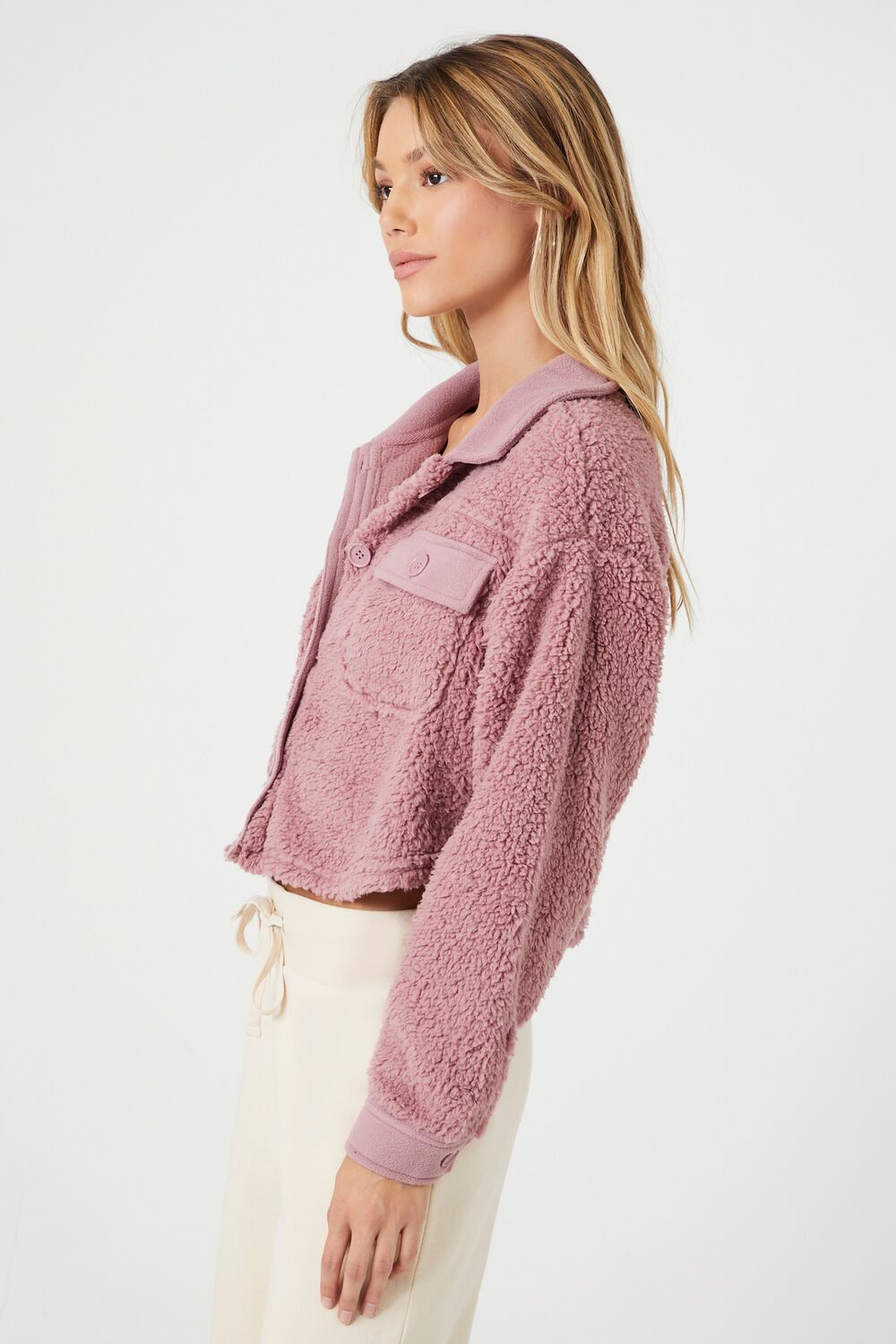 Faux Shearling Cropped Shacket