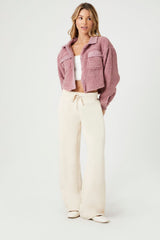 Faux Shearling Cropped Shacket