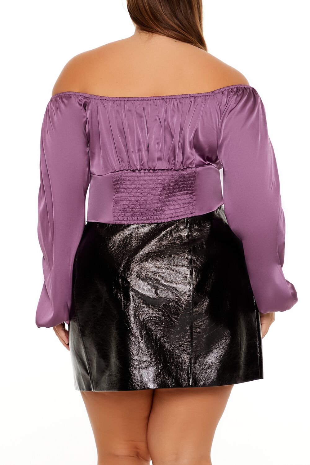 Plus Size Off-the-Shoulder Satin Top