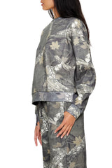 Fleece Leaf Print Pullover