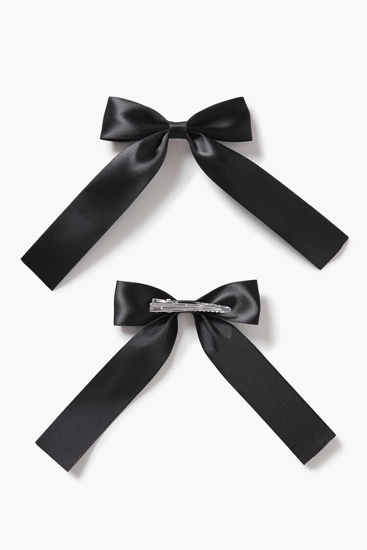 Satin Bow Gator Hair Clip Set
