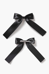 Satin Bow Gator Hair Clip Set