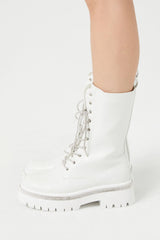 Rhinestone-Trim Combat Boots