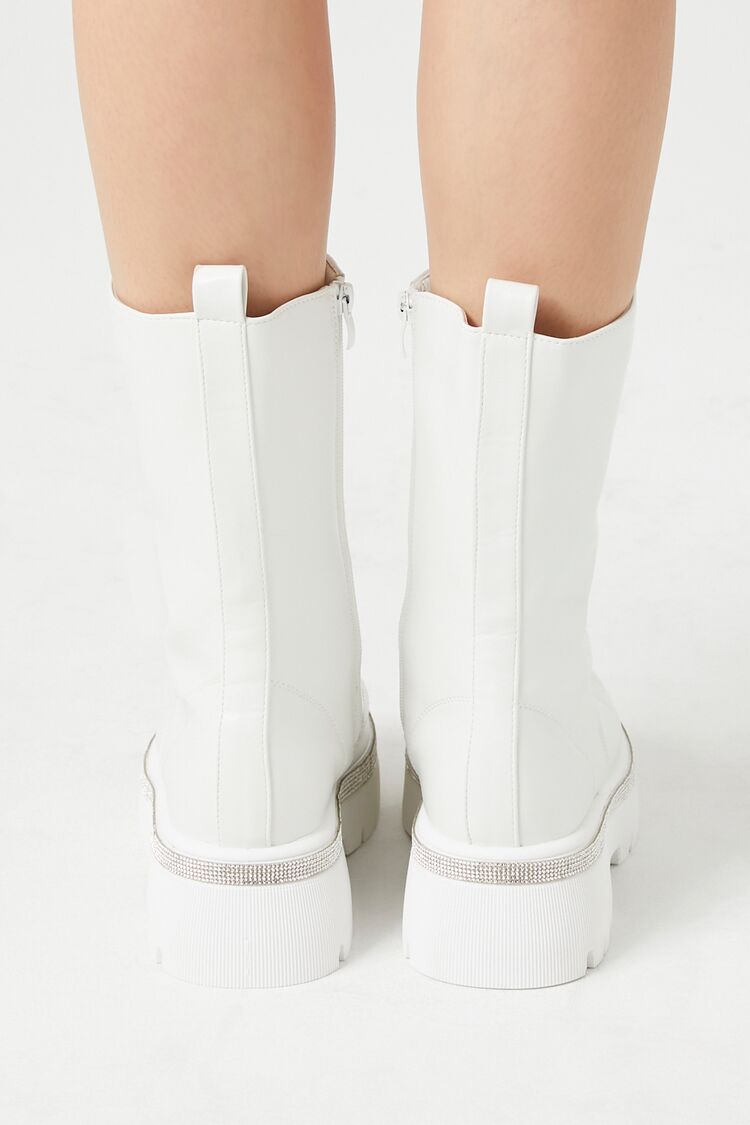 Rhinestone-Trim Combat Boots