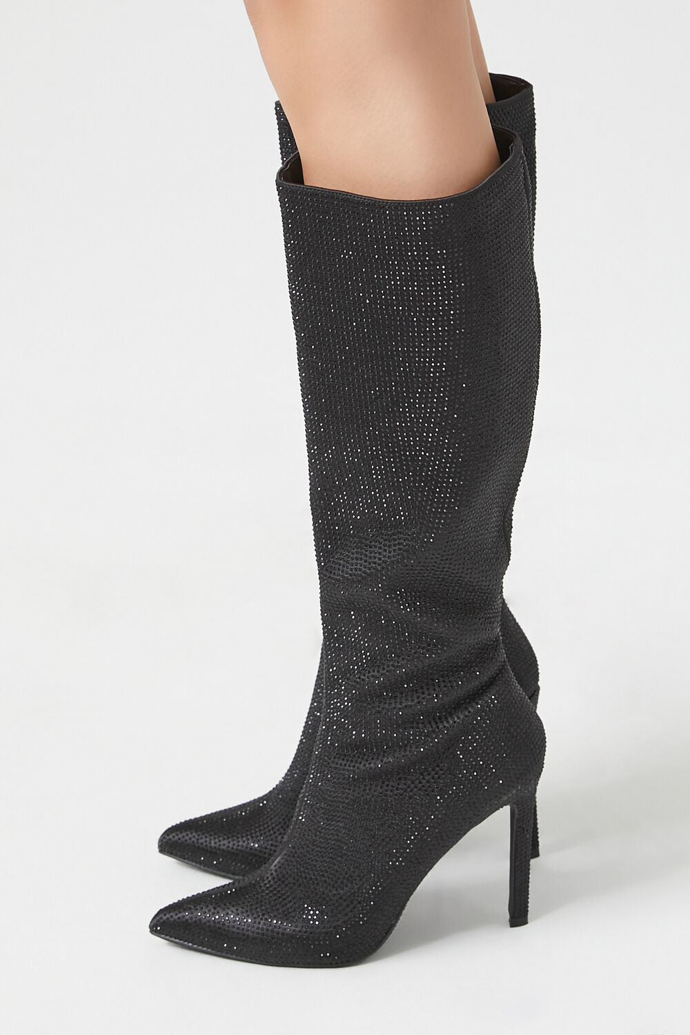 Pointed Rhinestone Stiletto Boots