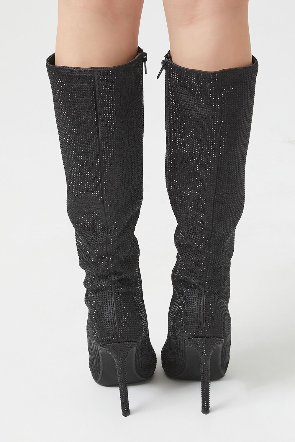 Pointed Rhinestone Stiletto Boots