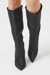 Pointed Rhinestone Stiletto Boots