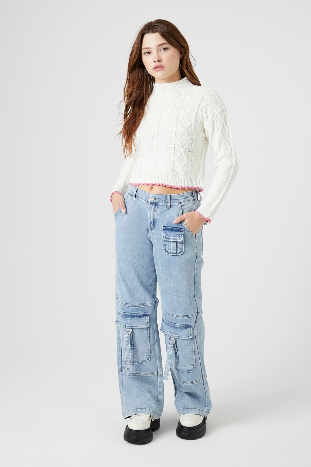 Scalloped Cable Knit Sweater