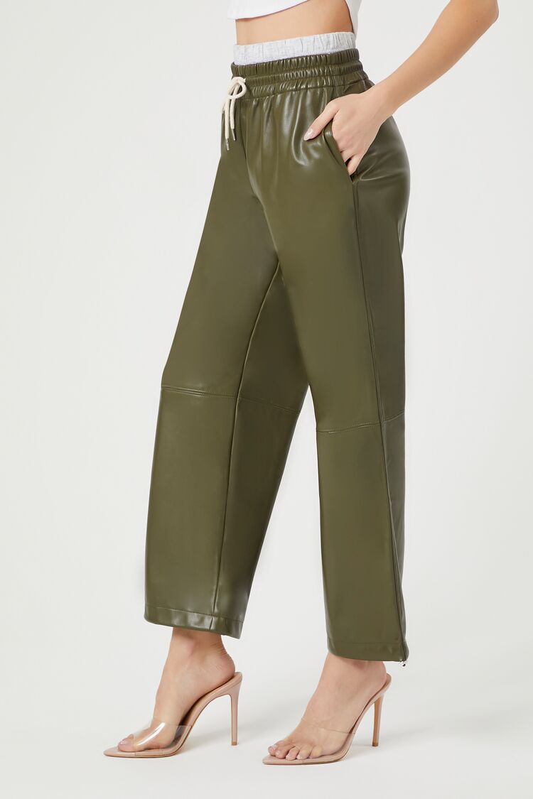 Faux Leather Drawstring Pants